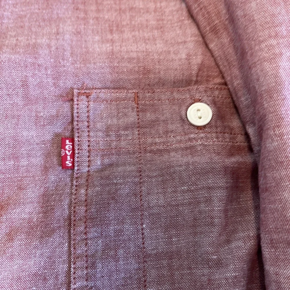 Levi s Red Chambray Shirt | Cotton Trucker, US Men s L